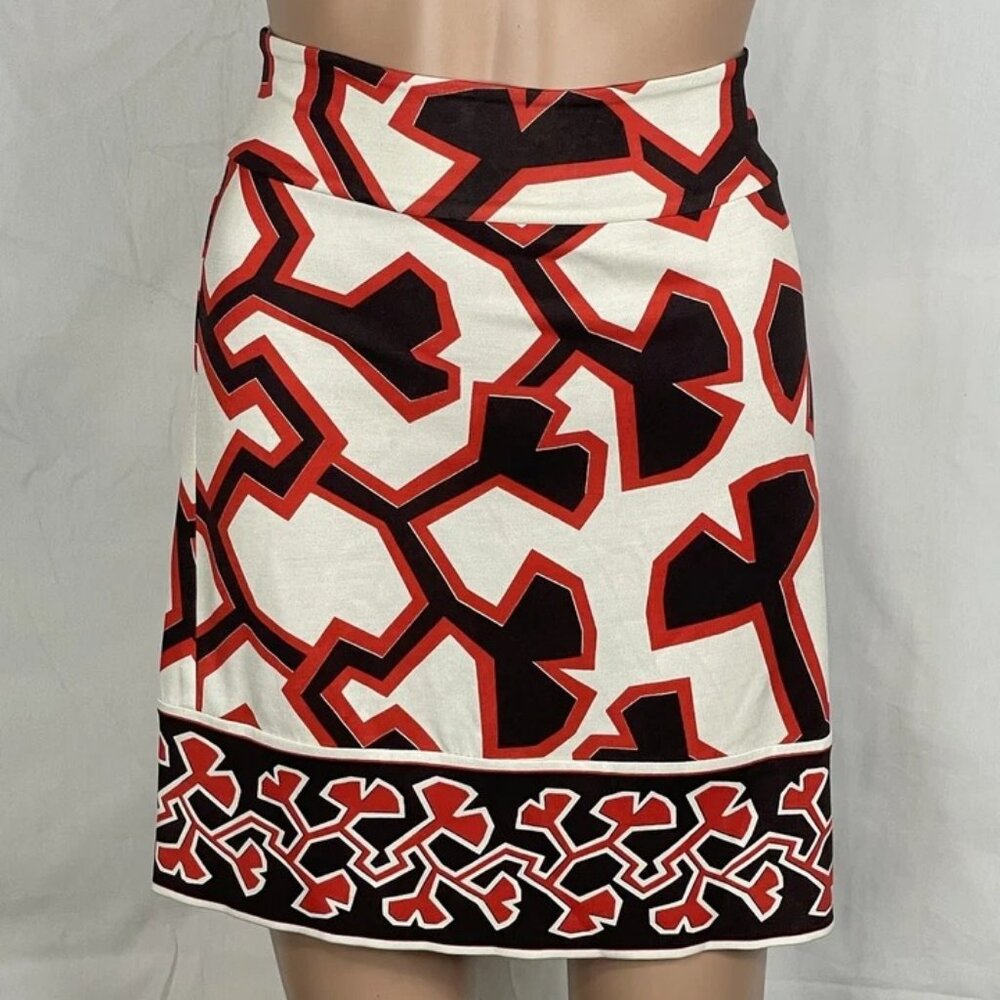 NEW DIANE VON FURSTENBERG Women's Mini Silk Skirt Multicolor Size 8